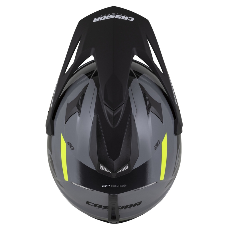 Kask enduro Cassida Tour 2.0 X-tra szaro-fluo żółto-czarny z czarnym matowym wizjerem