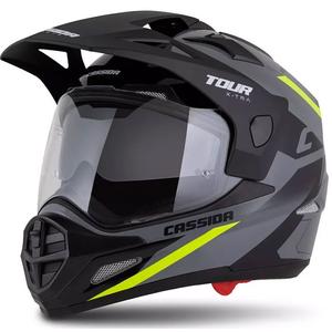 Kask enduro Cassida Tour 2.0 X-tra szaro-fluo żółto-czarny z czarnym matowym wizjerem