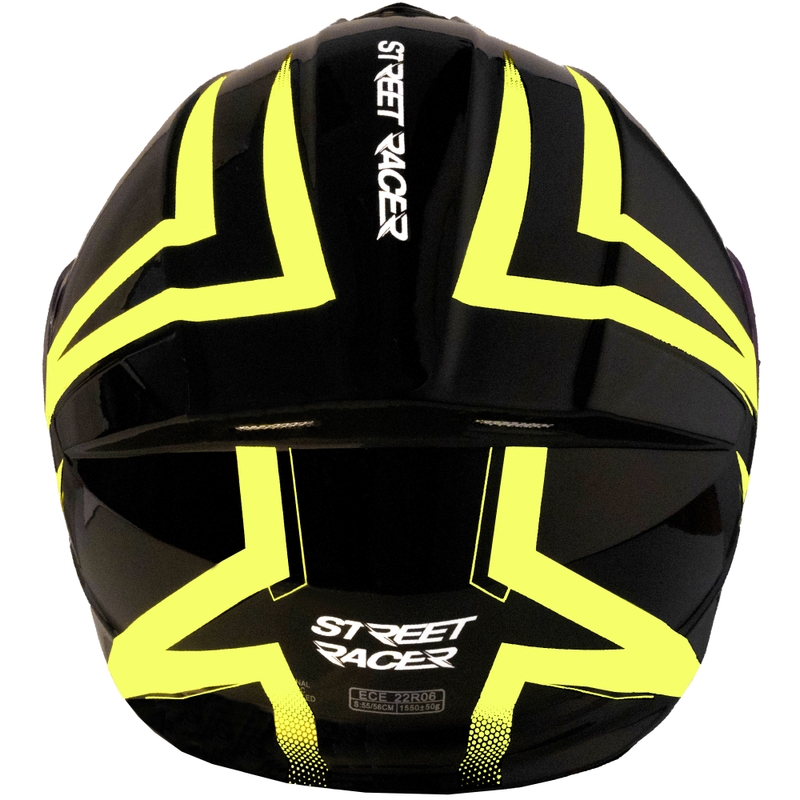 Kask motocyklowy składany Street Racer Fury czarno-fluo żółty