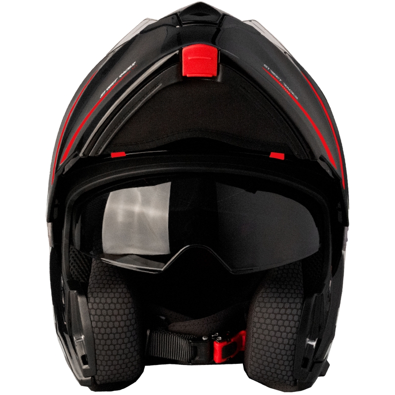 Kask motocyklowy składany Street Racer Fury czarno-czerwony