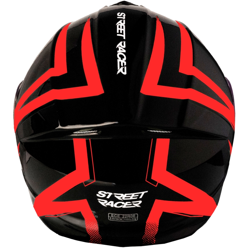 Kask motocyklowy składany Street Racer Fury czarno-czerwony