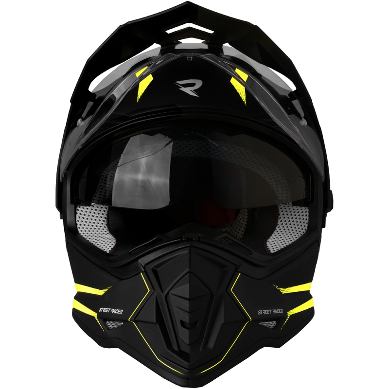 Kask motocyklowy enduro Street Racer Ignite matowy czarno-fluo żółty