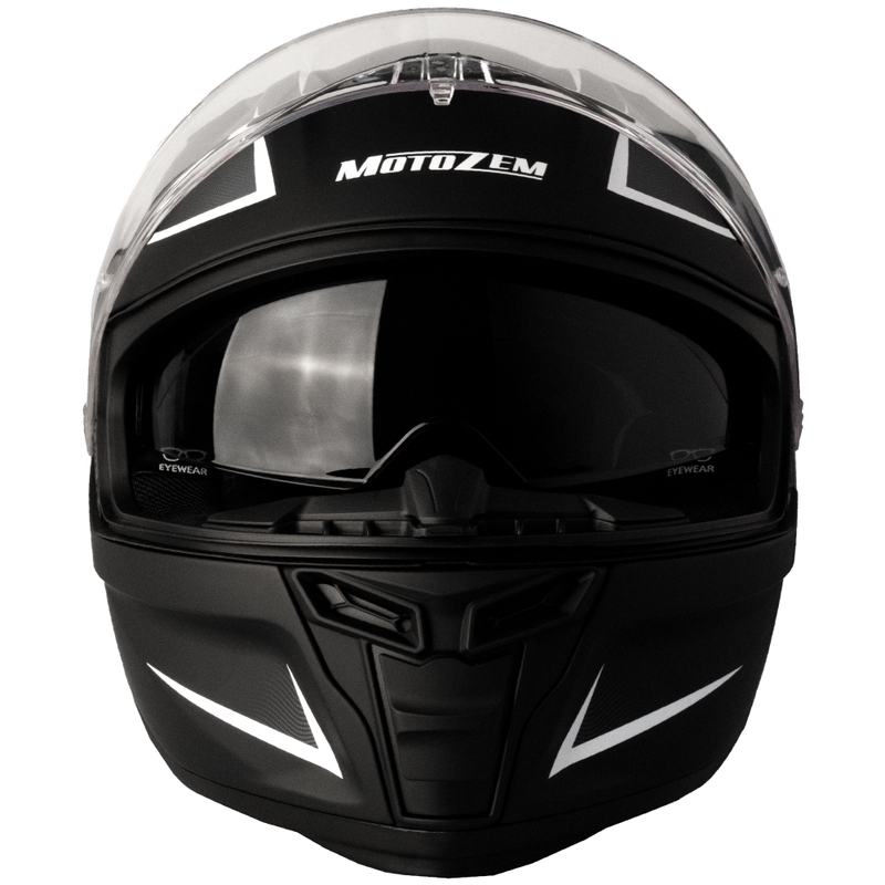 Integralny kask motocyklowy Motozem Guardian, matowy czarno-biało-szary
