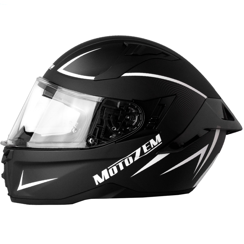 Integralny kask motocyklowy Motozem Guardian, matowy czarno-biało-szary