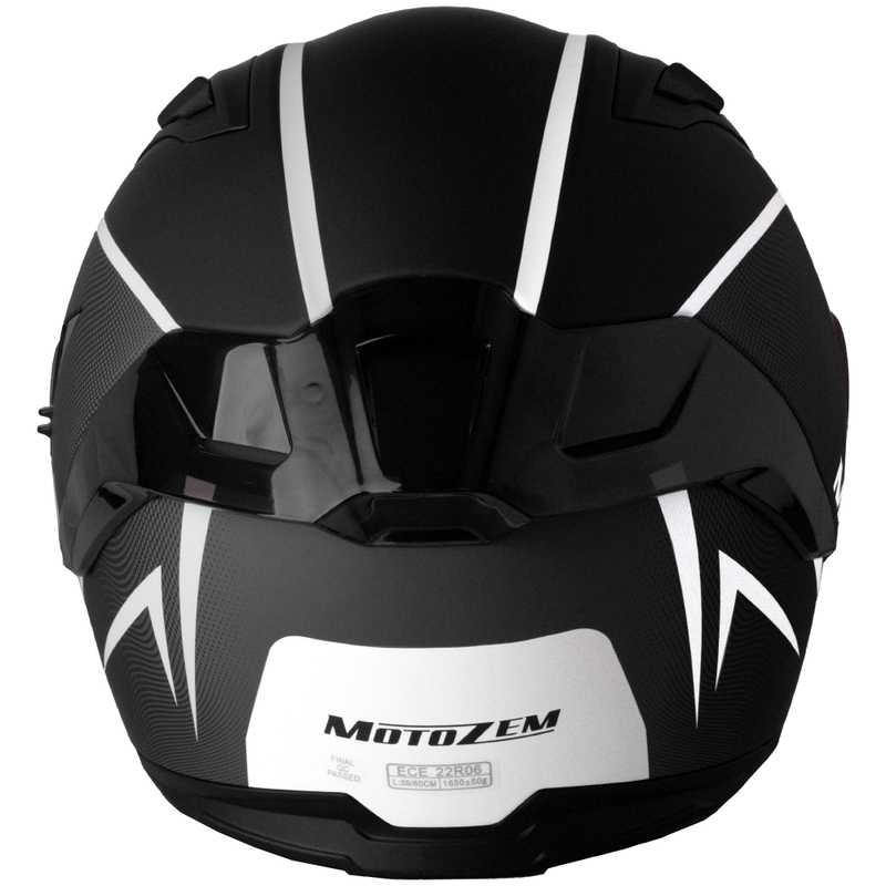 Integralny kask motocyklowy Motozem Guardian, matowy czarno-biało-szary
