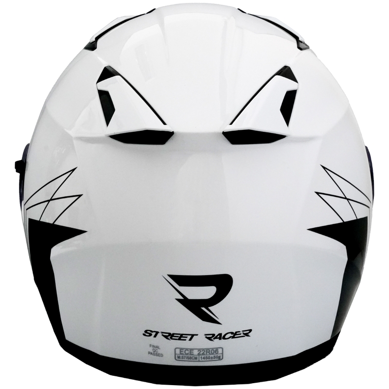 Kask motocyklowy otwarty Street Racer Sonic w kolorze biało-czarnym, błyszczącym