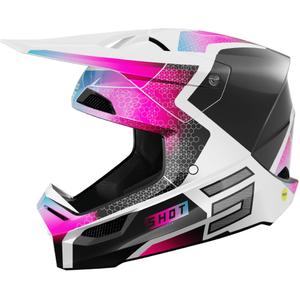 Kask motocrossowy Shot Race Phaser perłowy czarno-niebiesko-różowy