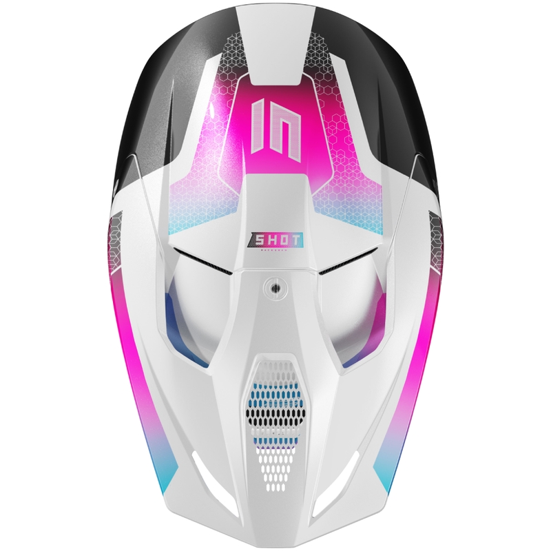 Kask motocrossowy Shot Race Phaser perłowy czarno-niebiesko-różowy