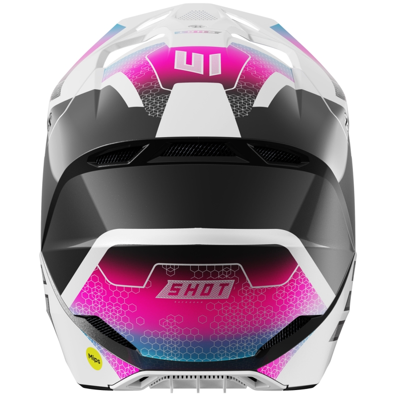 Kask motocrossowy Shot Race Phaser perłowy czarno-niebiesko-różowy
