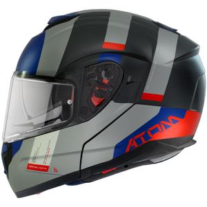 Kask motocyklowy MT Atom SV Gorex C12 czarno-szaro-niebiesko-czerwony tip-up. wyprzedaż