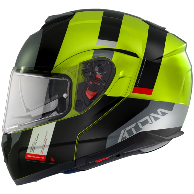 Kask motocyklowy MT Atom SV Gorex C3 Flip Up Czarno-Szary-Fluo Żółty Wyprzedaż