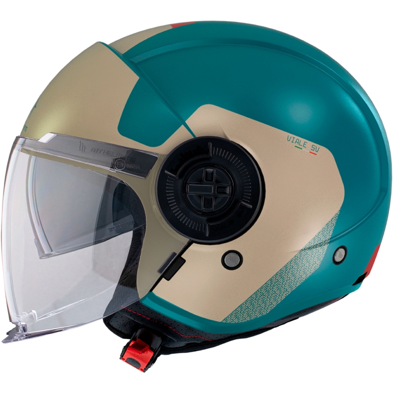 Kask motocyklowy otwarty MT Viale SV S Beta E7 beżowo-turkusowy