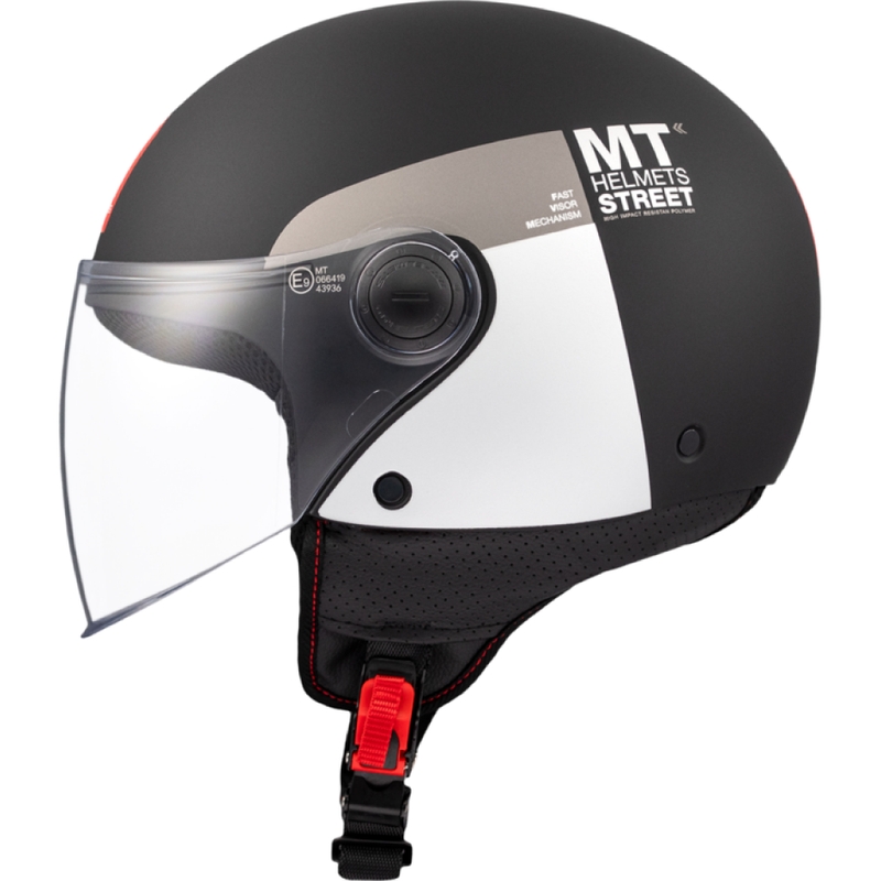 Kask motocyklowy otwarty MT STREET INBOARD D2 matowy czarno-srebrny