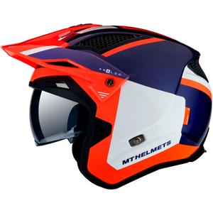 Kask motocyklowy MT District SV Analog D5 blue-white-fluo orange open trials