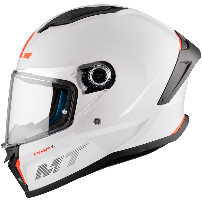 Zintegrowany kask motocyklowy MT Stinger 2 Solidny, błyszczący, biały