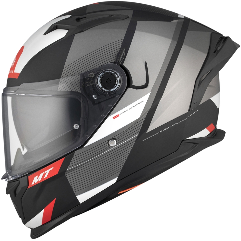 Kask motocyklowy integralny MT BRAKER CHENTO B0 czarno-szaro-biały