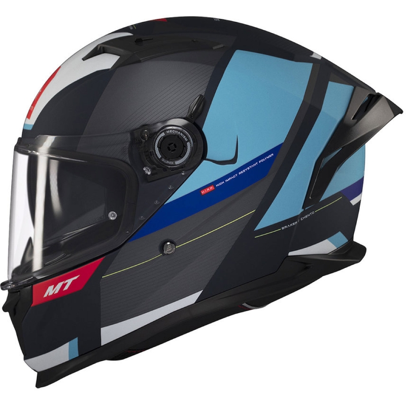 Kask motocyklowy integralny MT BRAKER CHENTO C7 szaro-niebiesko-biały