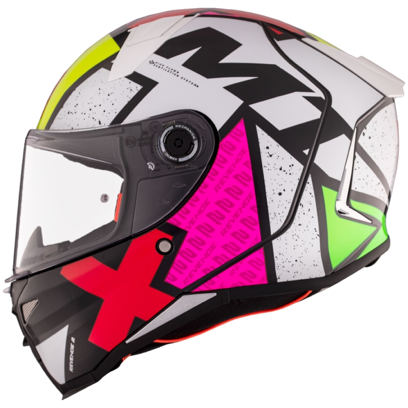 Zintegrowany kask motocyklowy MT REVENGE 2 S Light CO błyszczący biało-różowo-żółty