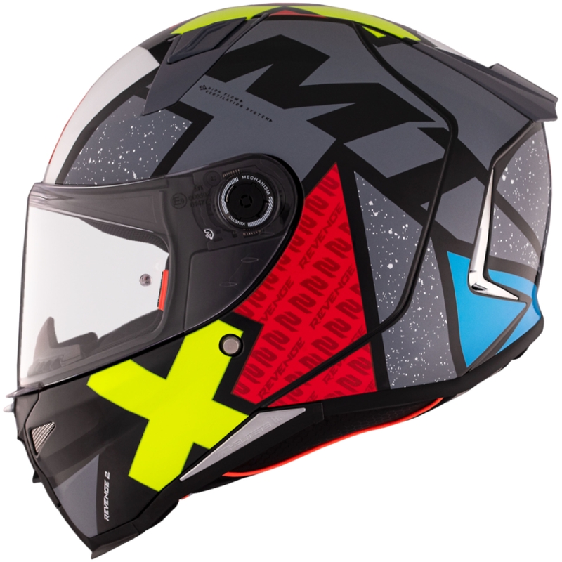 Zintegrowany kask motocyklowy MT REVENGE 2 S Light CO błyszczący czarno-czerwono-żółty