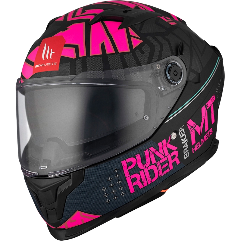 MT BRAKER SV PUNK RIDER B8 czarno-różowy integralny kask motocyklowy