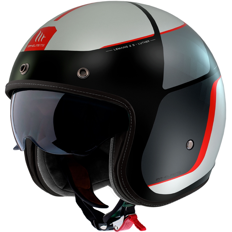 Kask motocyklowy otwarty MT Le Mans 2 SV Luther B15 matowy czarno-szaro-biało-czerwony