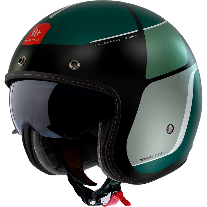 Kask motocyklowy otwarty MT Le Mans 2 SV Luther matowy czarno-szaro-zielony