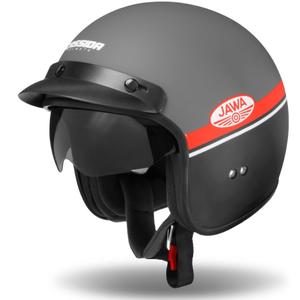 Otwarty kask motocyklowy Cassida Oxygen Jawa OHC szaro-czerwono-czarno-biały