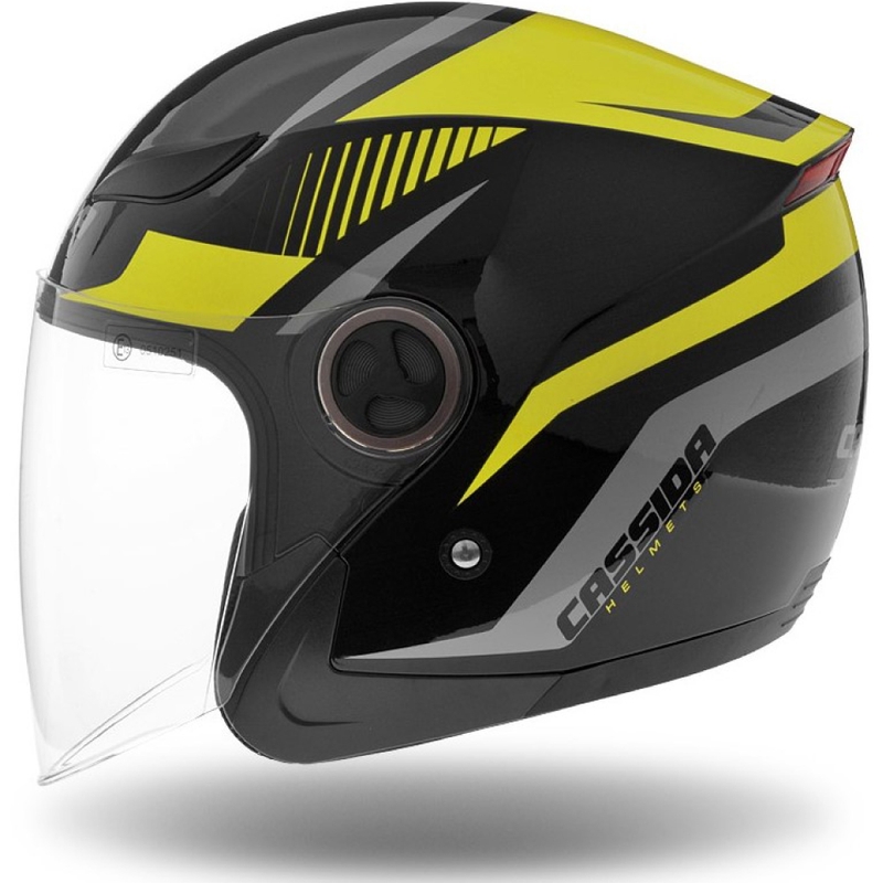Otwarty kask motocyklowy Cassida Reflex czarno-srebrno-fluo żółty