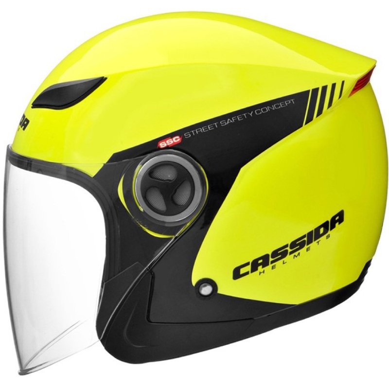 Otwarty kask motocyklowy Cassida Reflex Safety czarno-fluo żółty
