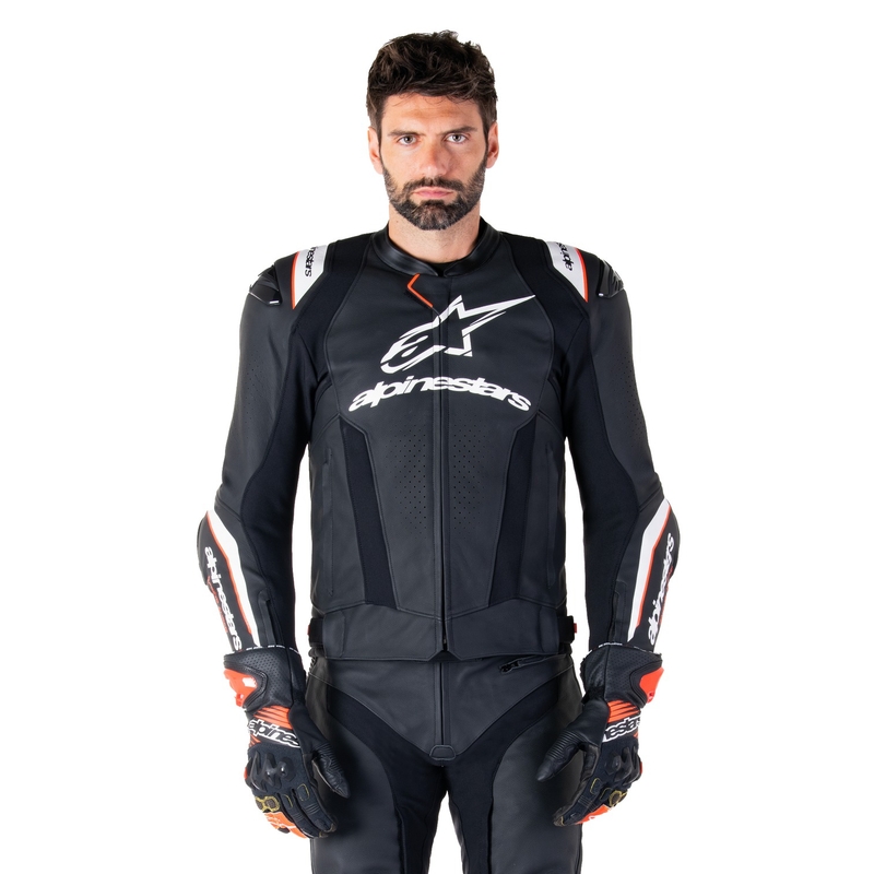 Skórzana kurtka motocyklowa Alpinestars Missile 3 Ignition czarno-biała