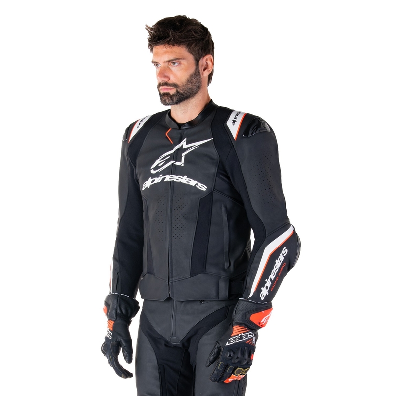 Skórzana kurtka motocyklowa Alpinestars Missile 3 Ignition czarno-biała