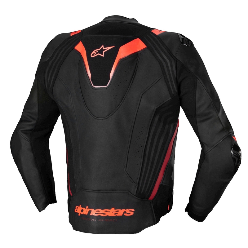 Skórzana kurtka motocyklowa Alpinestars Missile 3 Ignition w kolorze czarno-fluo czerwono-ciemnoczerwonym