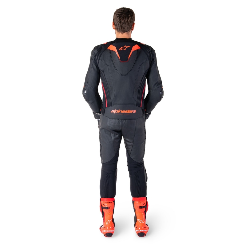 Skórzana kurtka motocyklowa Alpinestars Missile 3 Ignition w kolorze czarno-fluo czerwono-ciemnoczerwonym
