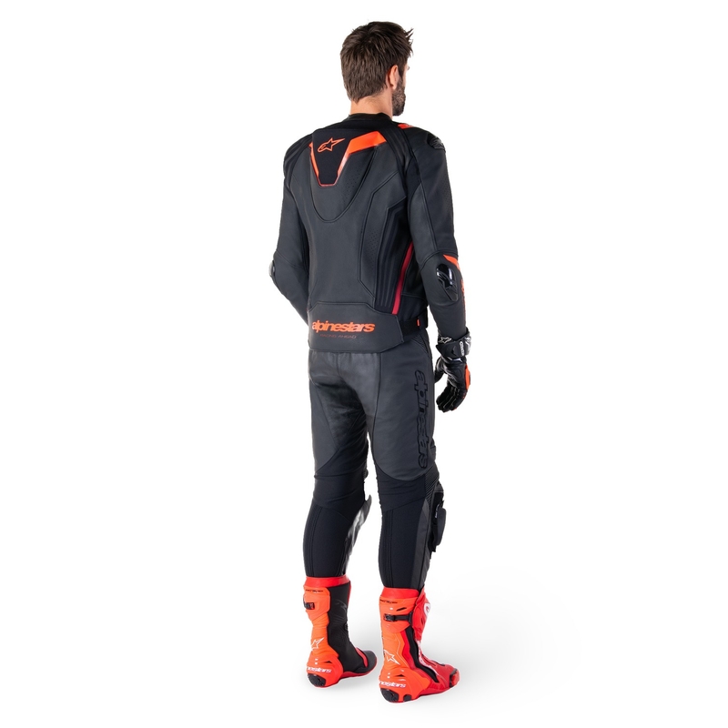 Skórzana kurtka motocyklowa Alpinestars Missile 3 Ignition w kolorze czarno-fluo czerwono-ciemnoczerwonym