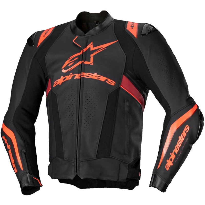 Skórzana kurtka motocyklowa Alpinestars Missile 3 Ignition w kolorze czarno-fluo czerwono-ciemnoczerwonym