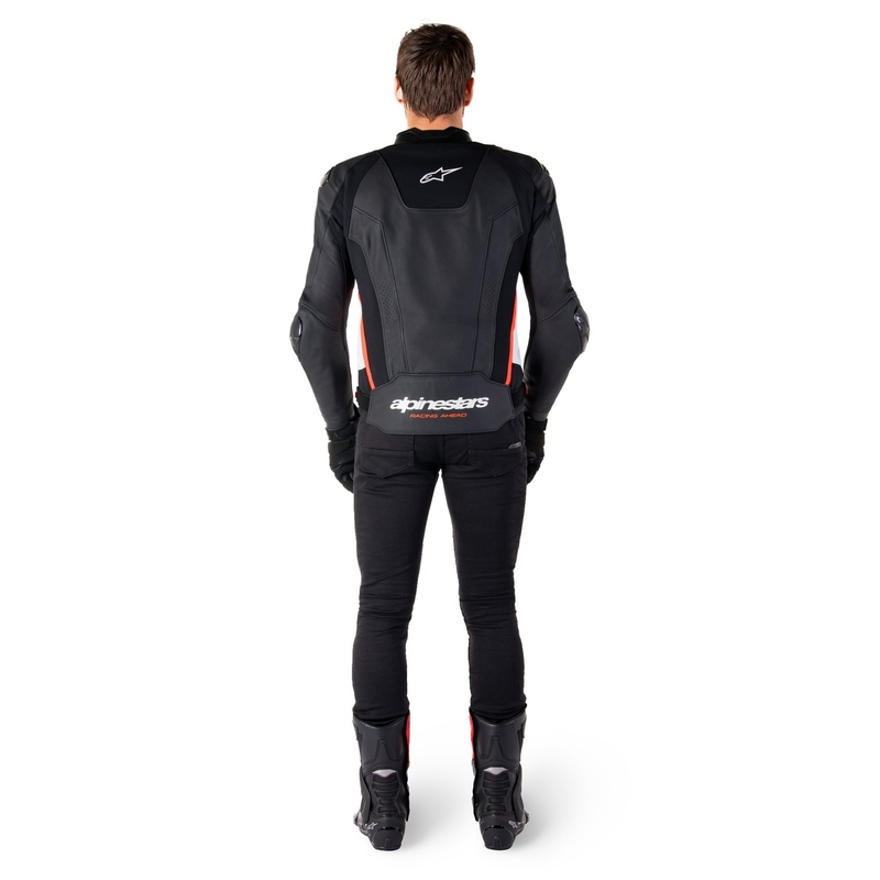 Skórzana kurtka motocyklowa Alpinestars Missile 3 w kolorze czarno-biało-fluoczerwonym