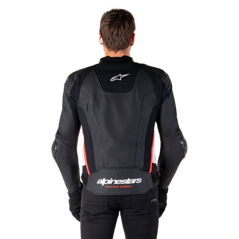 Skórzana kurtka motocyklowa Alpinestars Missile 3 w kolorze czarno-biało-fluoczerwonym