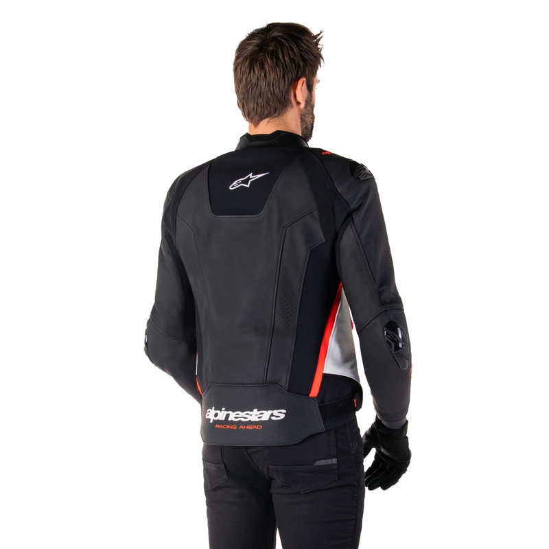 Skórzana kurtka motocyklowa Alpinestars Missile 3 w kolorze czarno-biało-fluoczerwonym