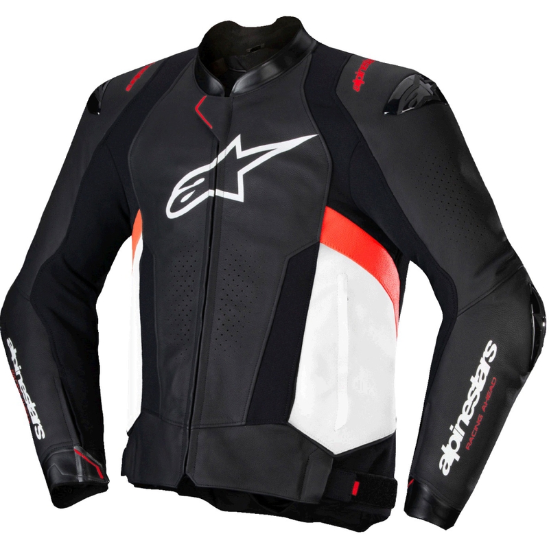 Skórzana kurtka motocyklowa Alpinestars Missile 3 w kolorze czarno-biało-fluoczerwonym