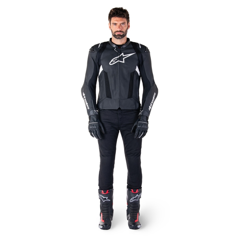 Skórzana kurtka motocyklowa Alpinestars Missile 3 Airflow czarno-biała