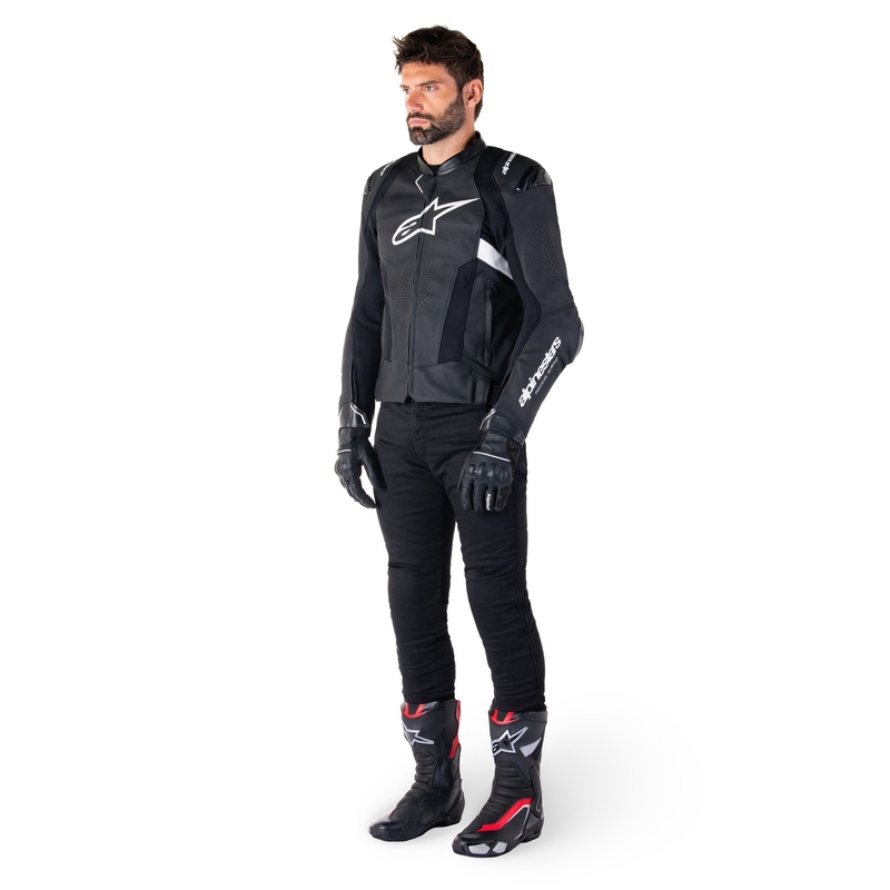 Skórzana kurtka motocyklowa Alpinestars Missile 3 Airflow czarno-biała