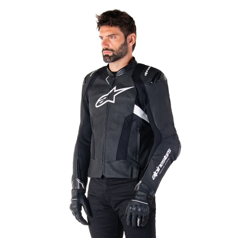 Skórzana kurtka motocyklowa Alpinestars Missile 3 Airflow czarno-biała