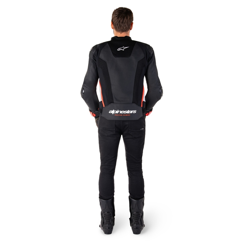 Skórzana kurtka motocyklowa Alpinestars Missile 3 Airflow w kolorze czarno-biało-fluoczerwonym