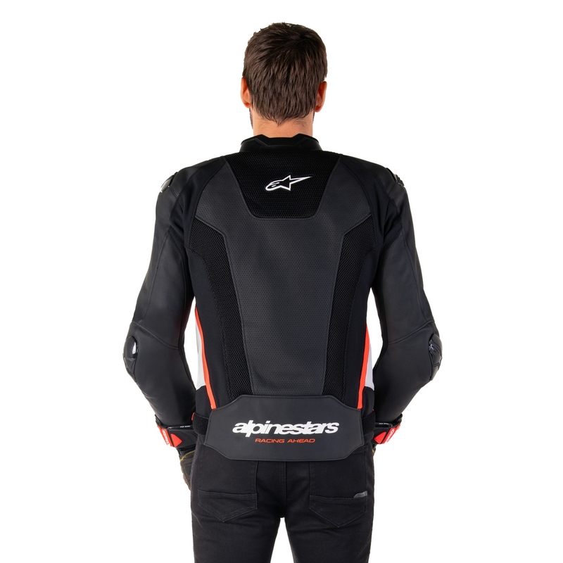 Skórzana kurtka motocyklowa Alpinestars Missile 3 Airflow w kolorze czarno-biało-fluoczerwonym