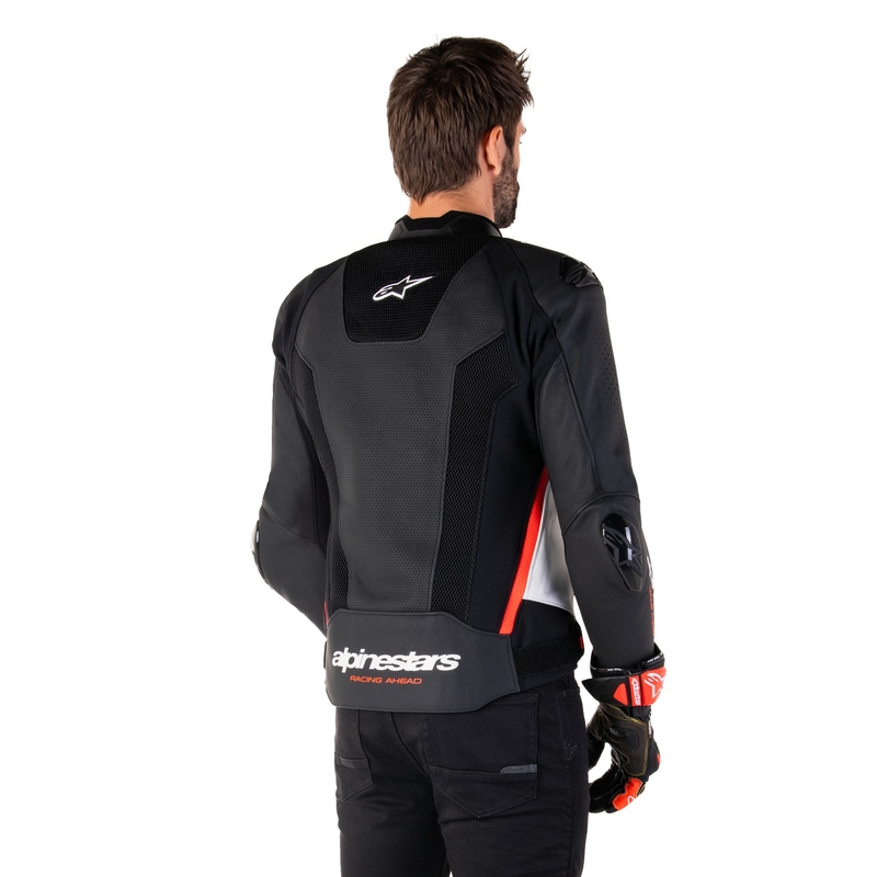 Skórzana kurtka motocyklowa Alpinestars Missile 3 Airflow w kolorze czarno-biało-fluoczerwonym