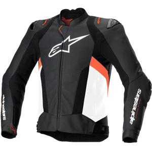 Skórzana kurtka motocyklowa Alpinestars Missile 3 Airflow w kolorze czarno-biało-fluoczerwonym