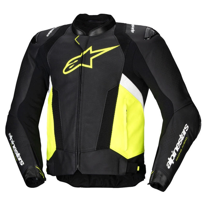 Skórzana kurtka motocyklowa Alpinestars Missile 3 Airflow czarno-fluo żółto-biała