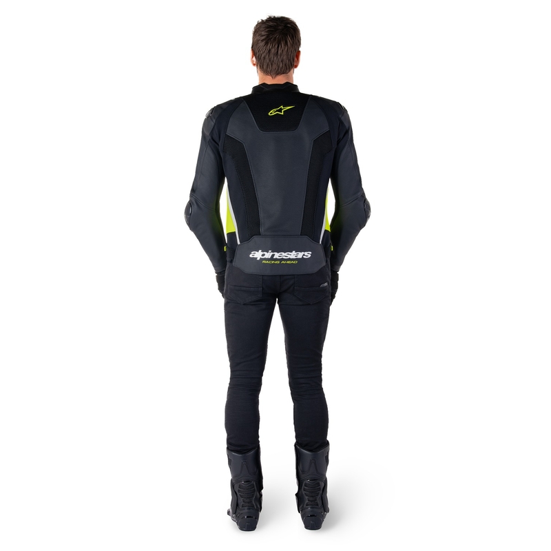 Skórzana kurtka motocyklowa Alpinestars Missile 3 Airflow czarno-fluo żółto-biała