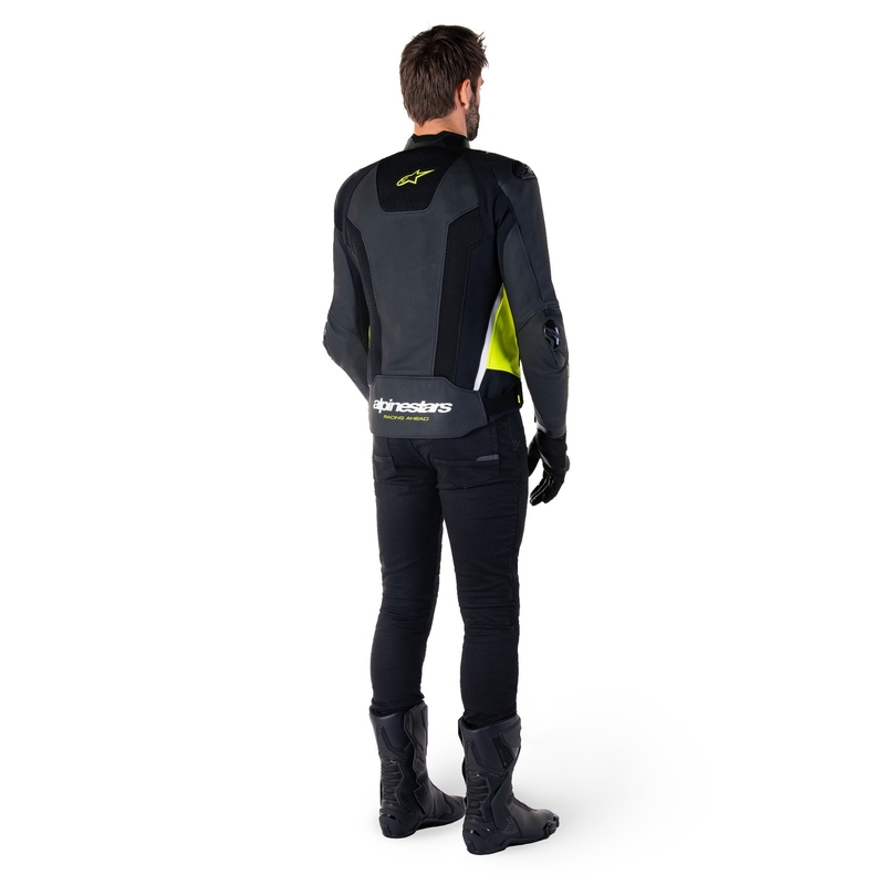 Skórzana kurtka motocyklowa Alpinestars Missile 3 Airflow czarno-fluo żółto-biała
