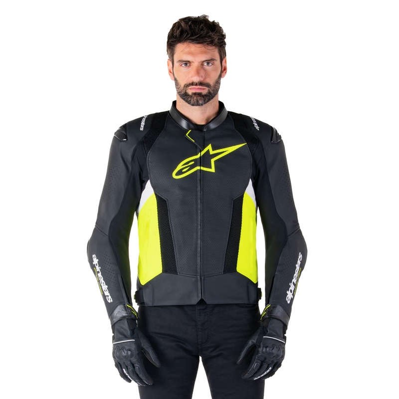Skórzana kurtka motocyklowa Alpinestars Missile 3 Airflow czarno-fluo żółto-biała